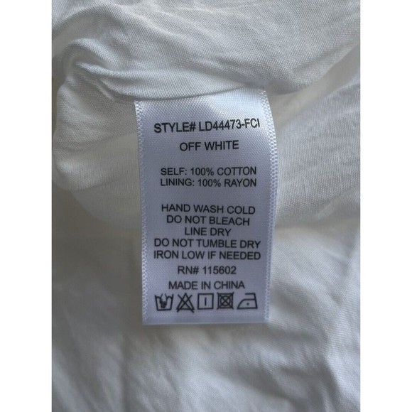 LUSH White V-Neck Ruffle Top Keyhole Tie Back Lined Cotton Small - Picture 5 of 12